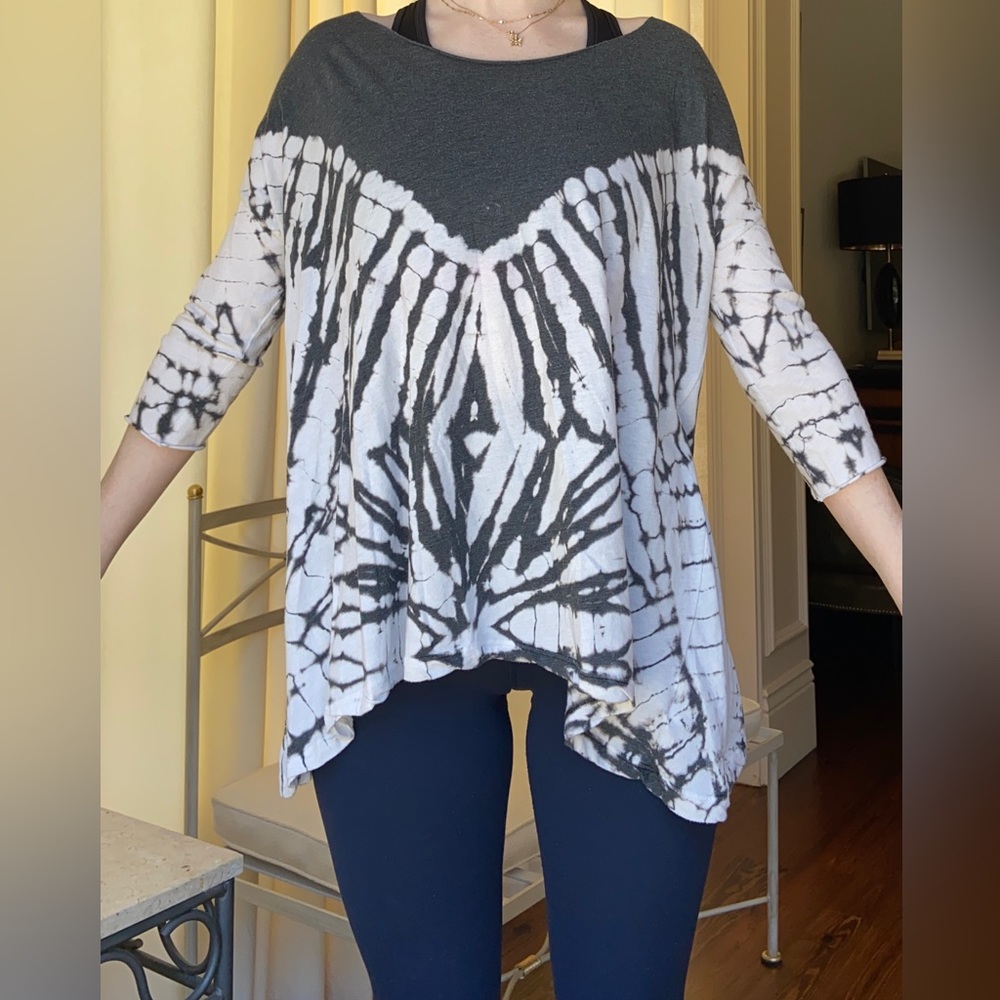 Free People Tie Dye 3/4 Length T Shirt